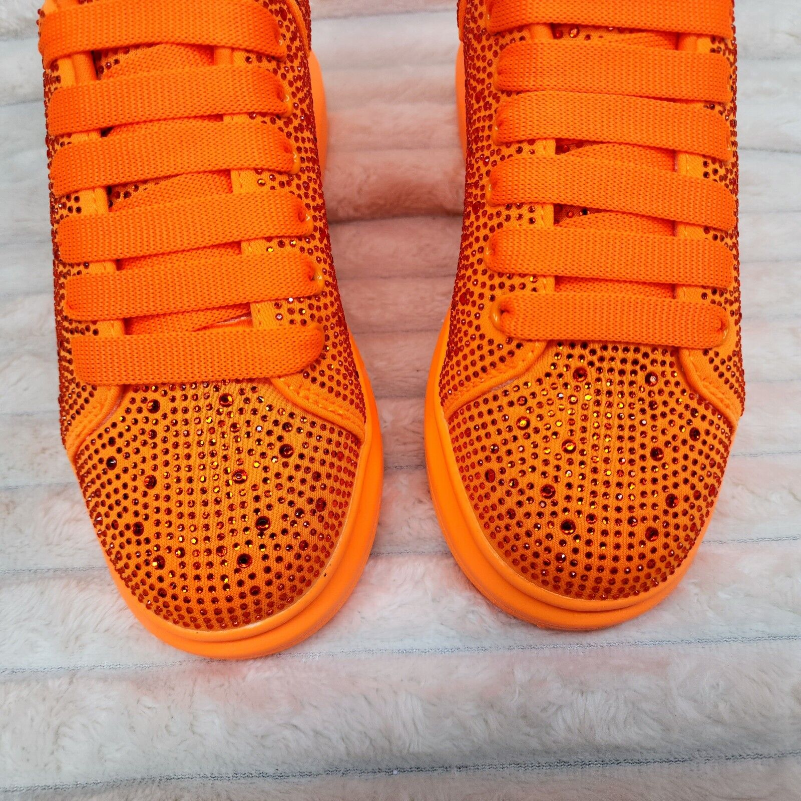 Cush Baby Bright Orange Rhinestone Sneakers Tennis Shoes - Totally Wicked Footwear