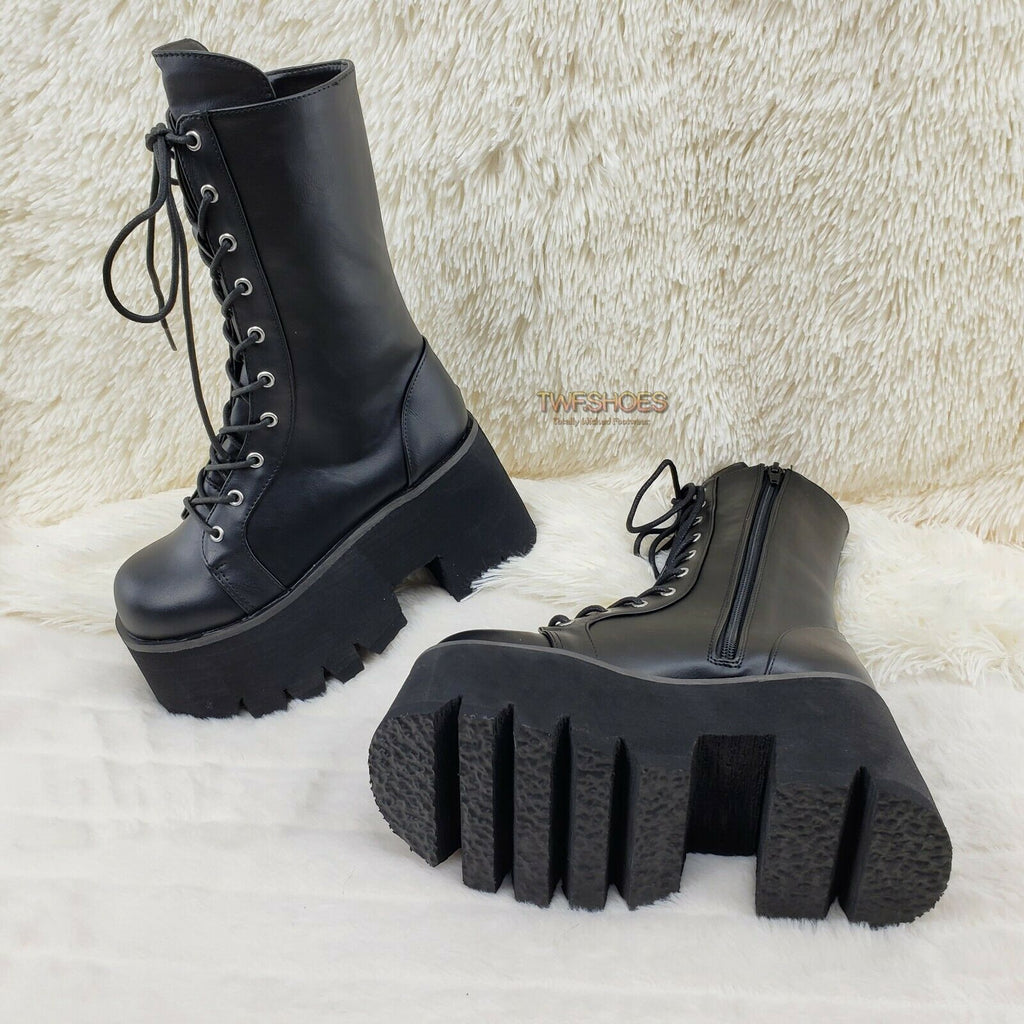 Allegra K | Shoes | Chunky High Heel Combat Boots | Poshmark