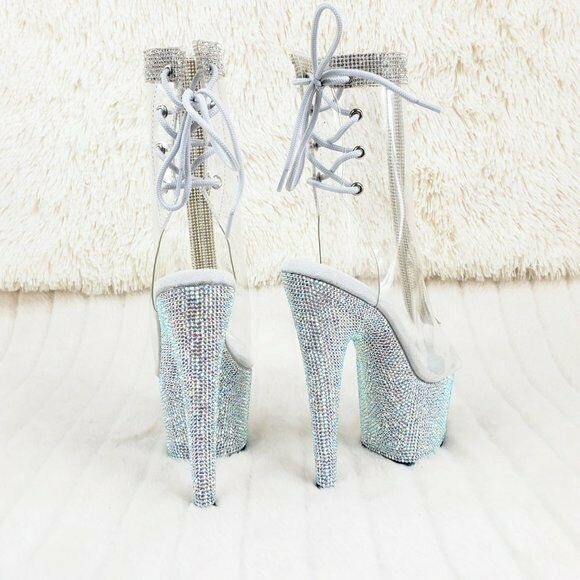 1018C Bejeweled Rhinestone Platform & Trim Ankle Boots High Heels Shoes Shooties - Totally Wicked Footwear