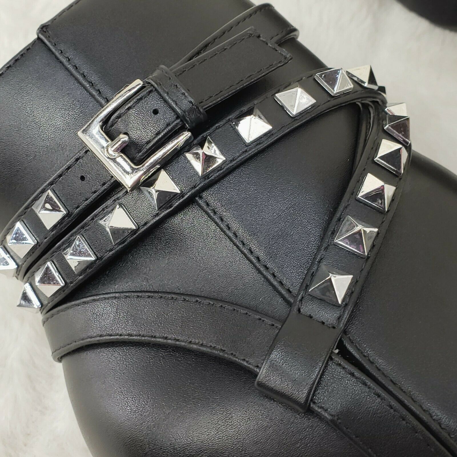Classic Western Designer Cowboy Style Studded Strap Ankle Boots Black 6-11 - Totally Wicked Footwear