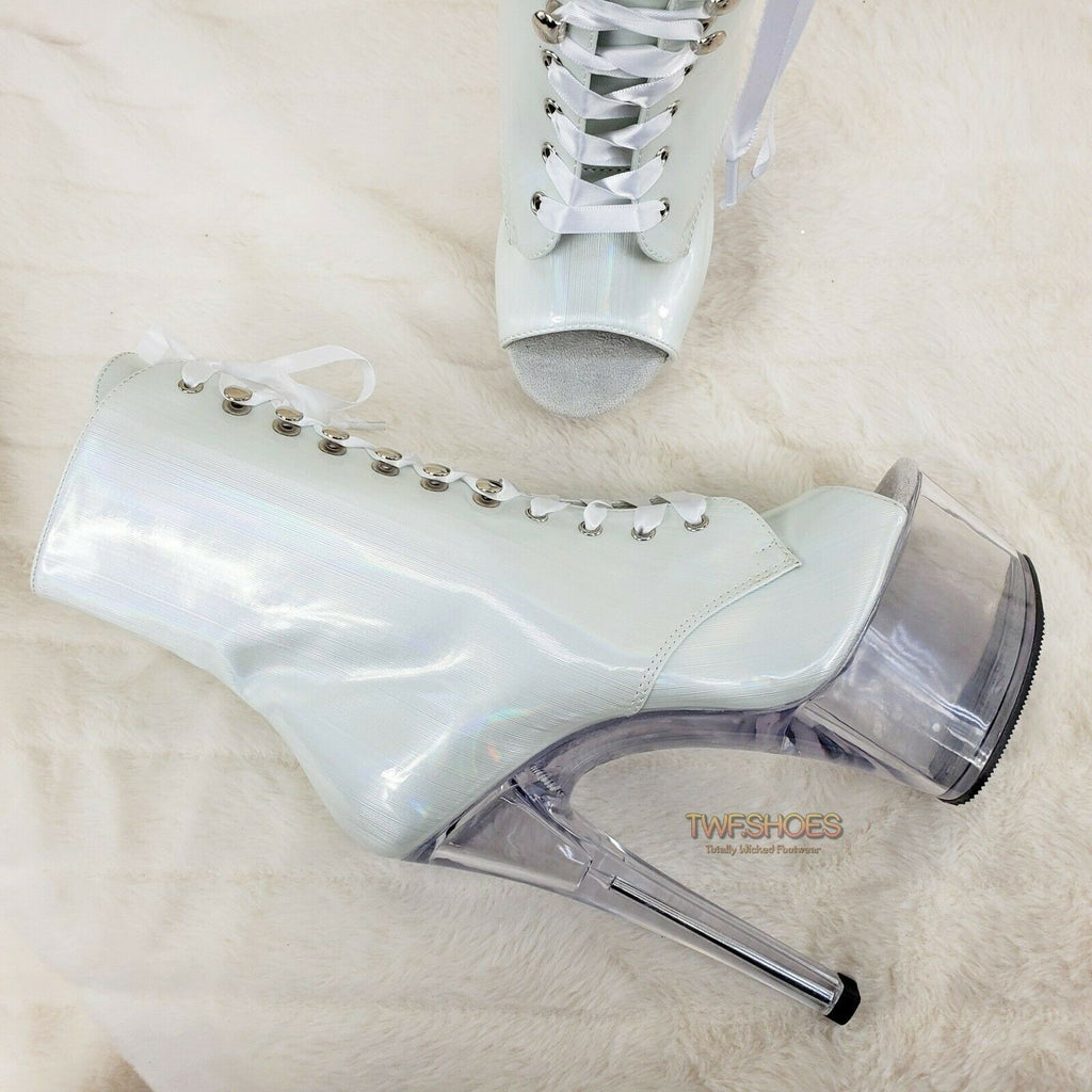 Aspire 1021 White Brush Hologram Patent 6" Heel Platform Ankle Boot Size 7 NY - Totally Wicked Footwear