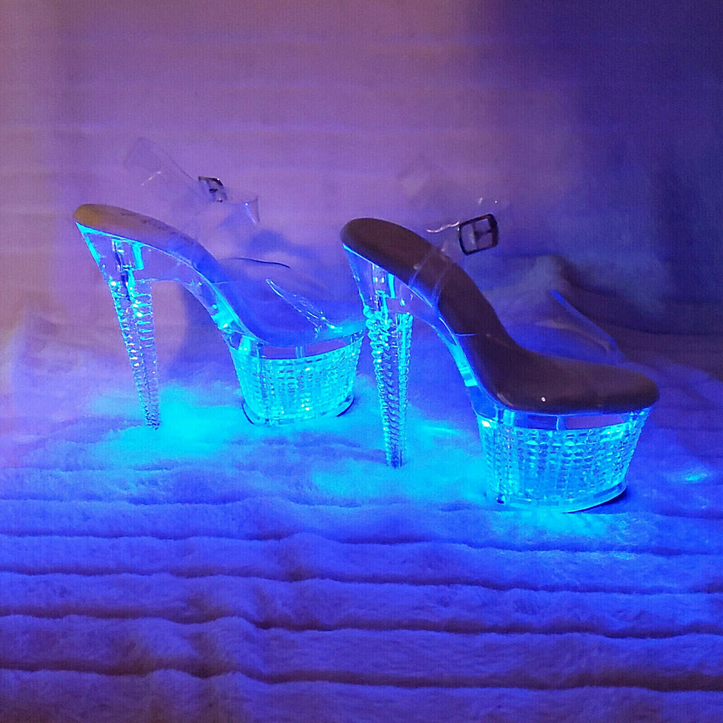 Premium AI Image | a high heel shoe with a blue light shining on it.