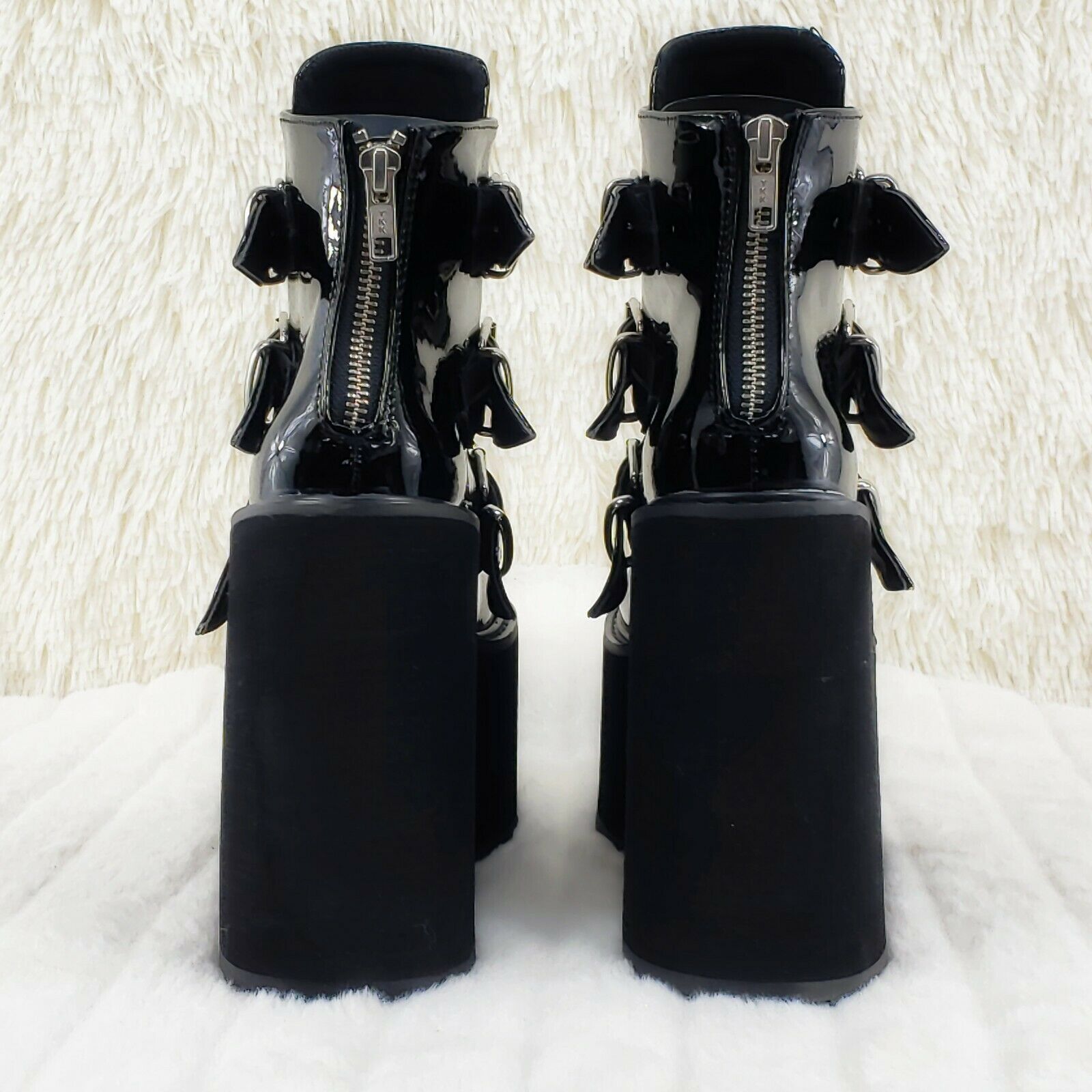 Swing 105 Black Patent Multiple Buckle Ankle Boot 5.5" Platform NY - Totally Wicked Footwear