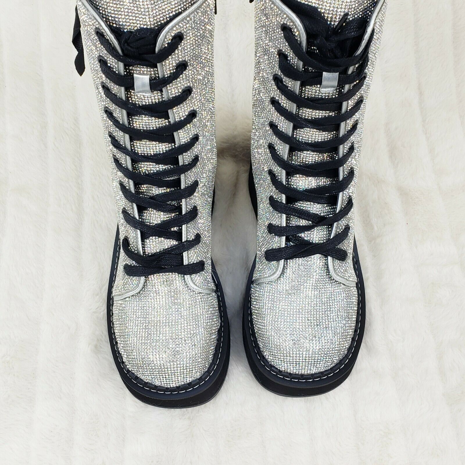 Demonia Emily 330R Rhinestone 2" Platform Combat Boots 6-12 NY - Totally Wicked Footwear
