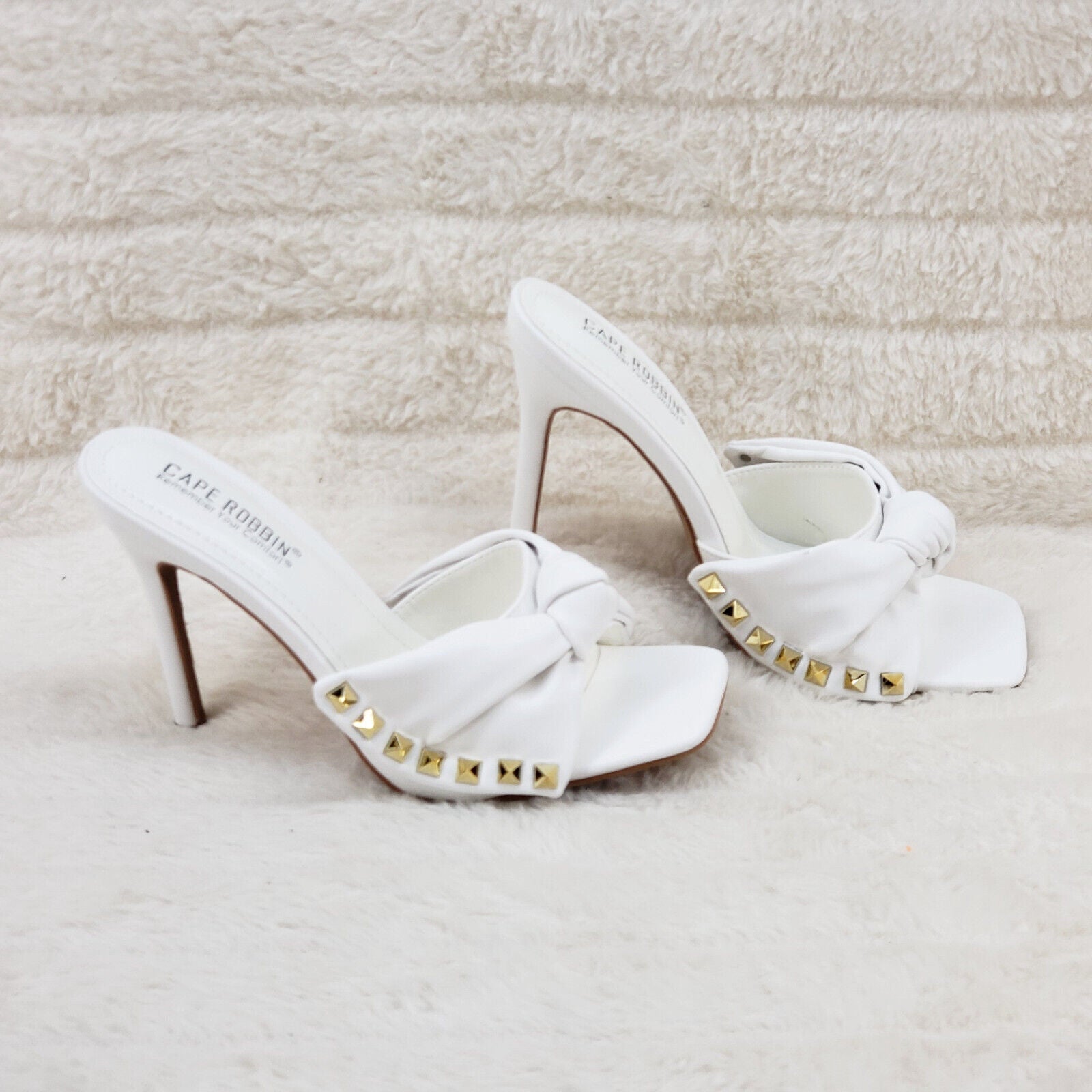 Darian Slip On White Open Toe High Heel Clogs Mules Slides - Totally Wicked Footwear
