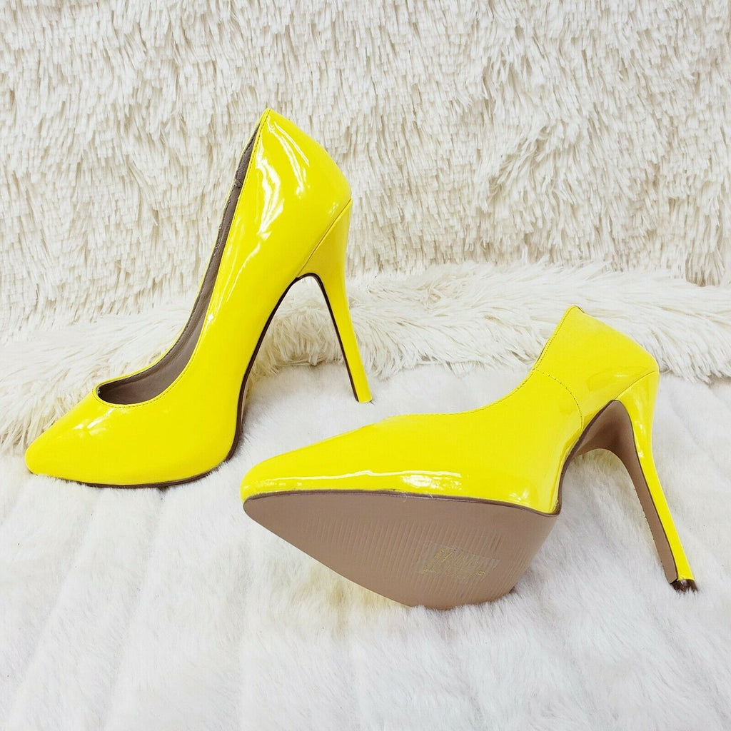 Amuse 20 Neon Yellow Patent 5" High Heel Shoes Pumps NY - Totally Wicked Footwear