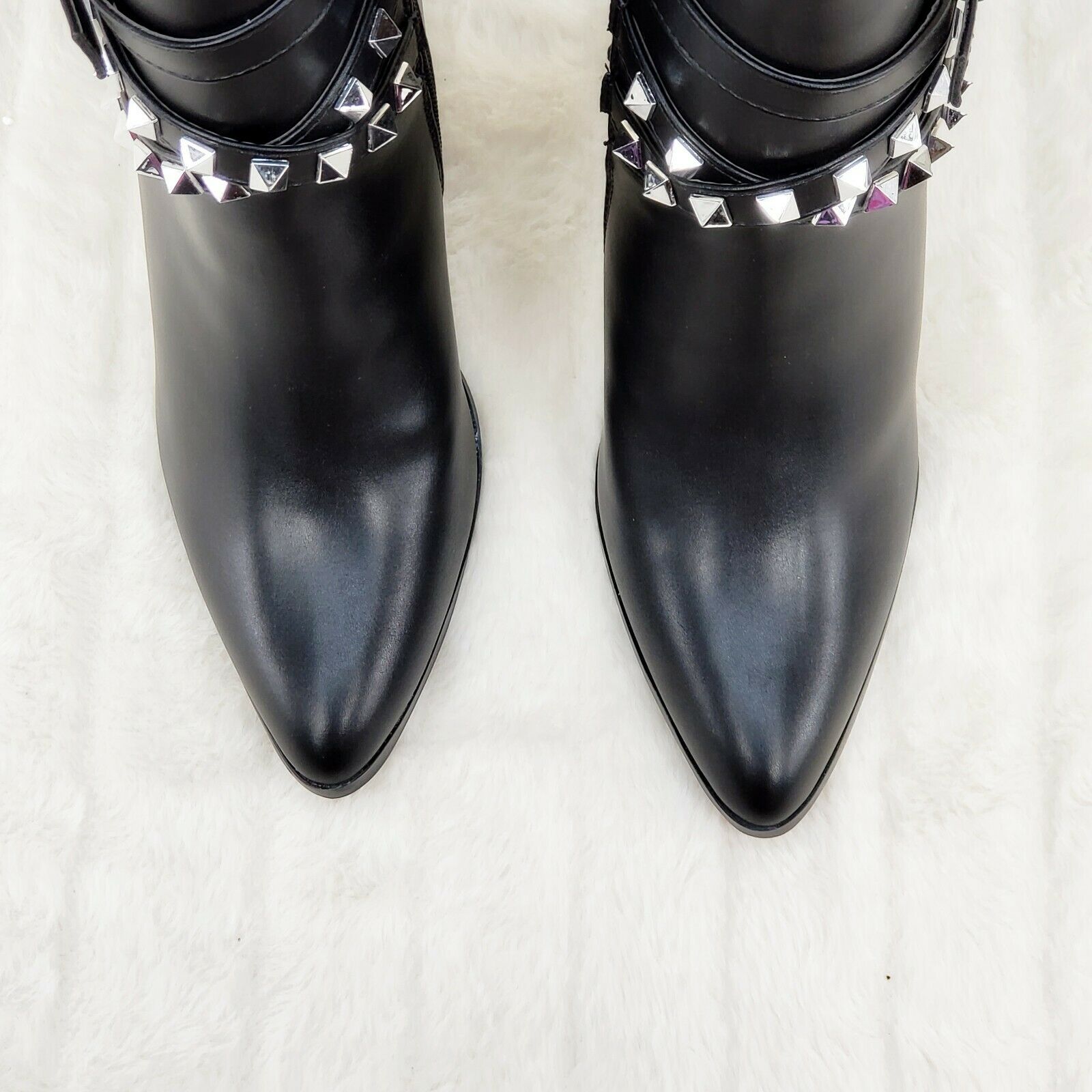 Classic Western Designer Cowboy Style Studded Strap Ankle Boots Black 6-11 - Totally Wicked Footwear