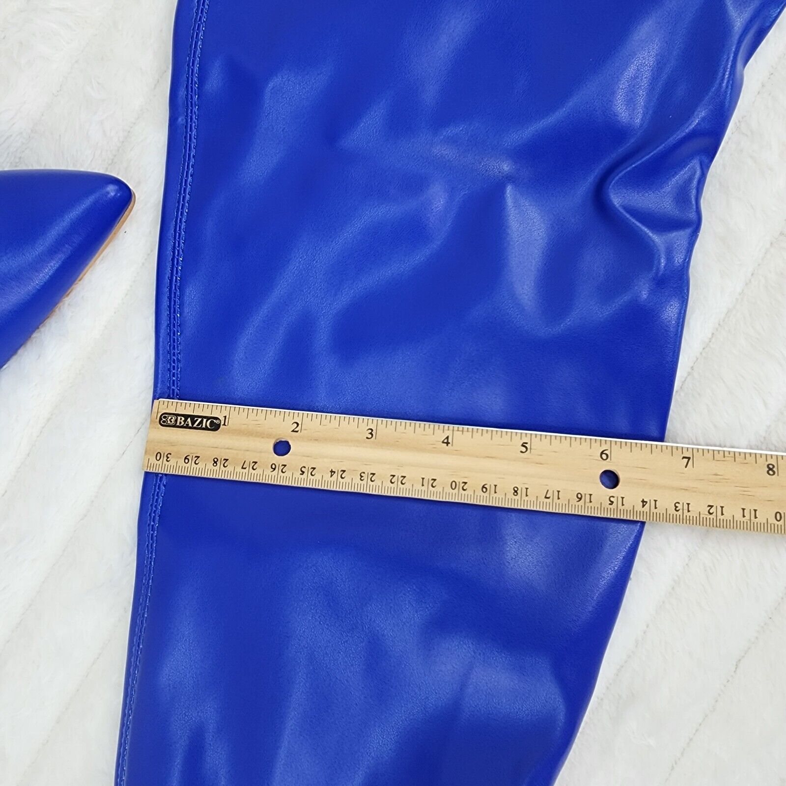 Lawless Bold Blue Stretch Leatherette Rhinestone Ankle Bracelet Thigh High Boots - Totally Wicked Footwear