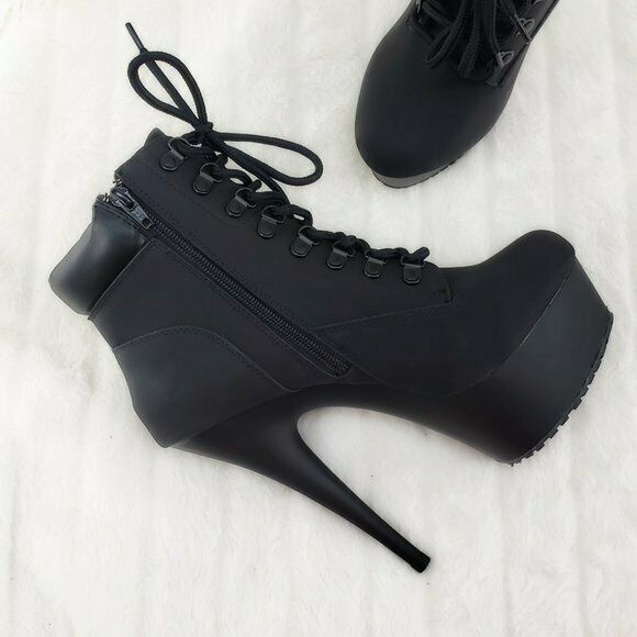 Delight 600tl Black Nubuck Work Style 6" High Heel Ankle Boots US Size 7 - 14 NY - Totally Wicked Footwear