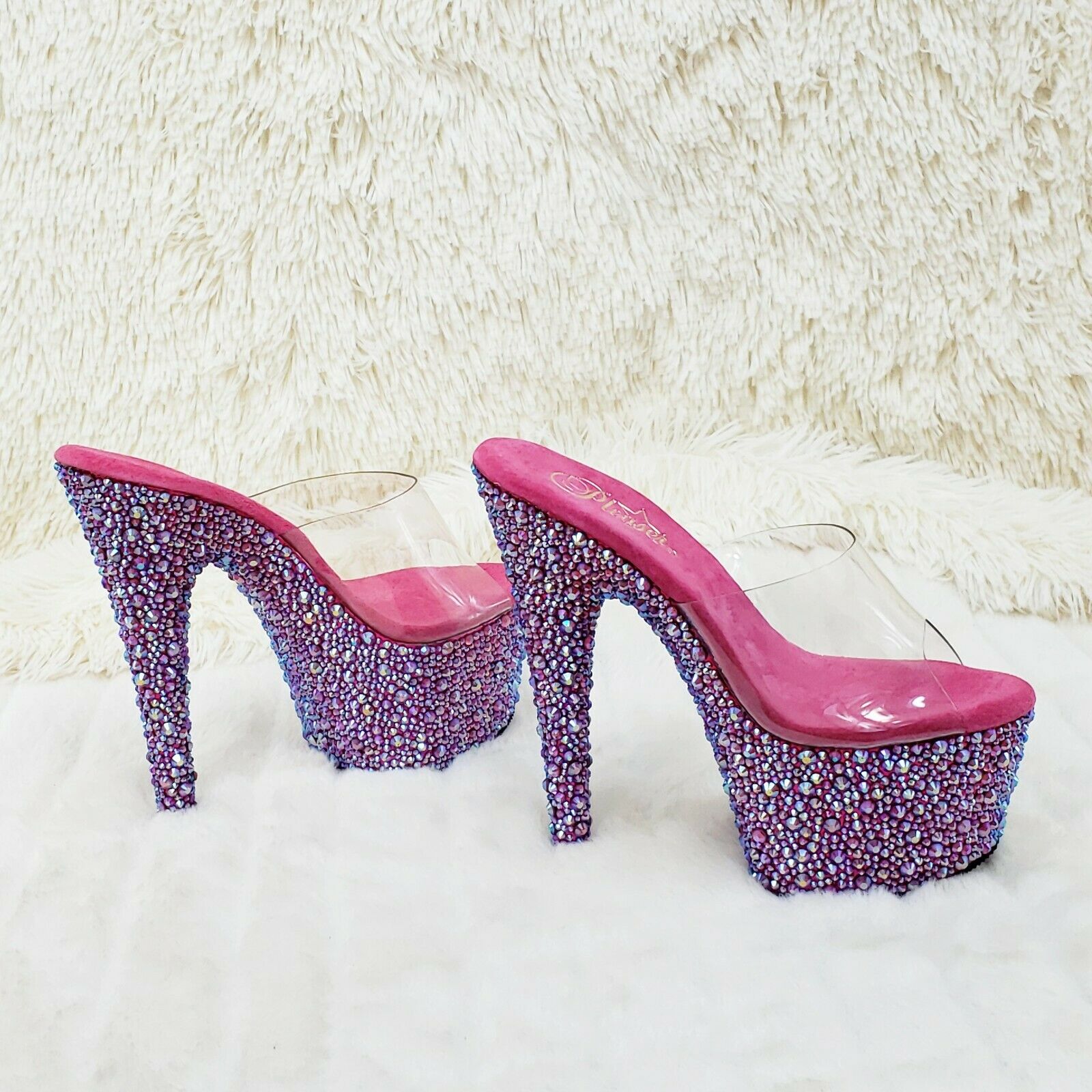Bejeweled 701MS Iridescent Rhinestone Platform  7" High Heel Slip On Shoe Size 7 - Totally Wicked Footwear
