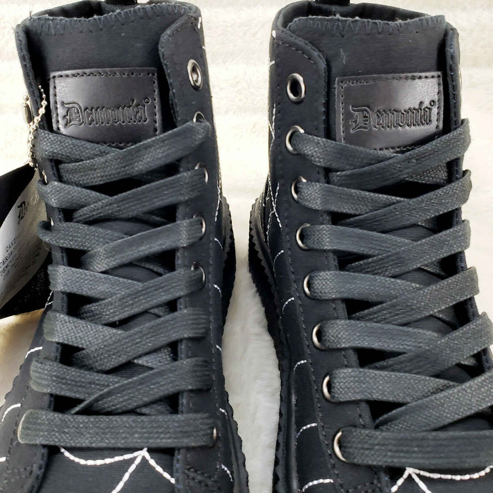 Sneeker Stitched Spider Web Hi-Top Creeper Sneaker Goth Punk Men's Fashion - Totally Wicked Footwear