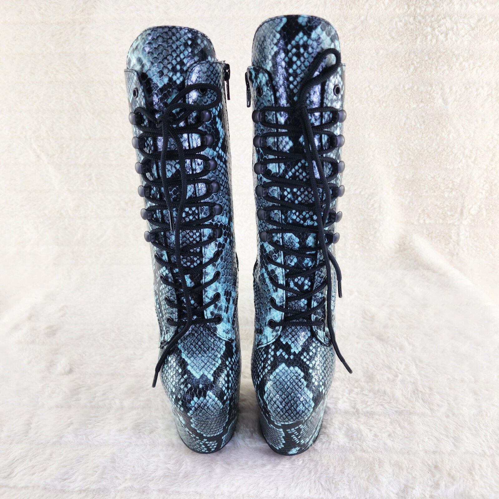 Adore 1020 Mint Snake Print 7" High Heel Platform Ankle Boots NY - Totally Wicked Footwear