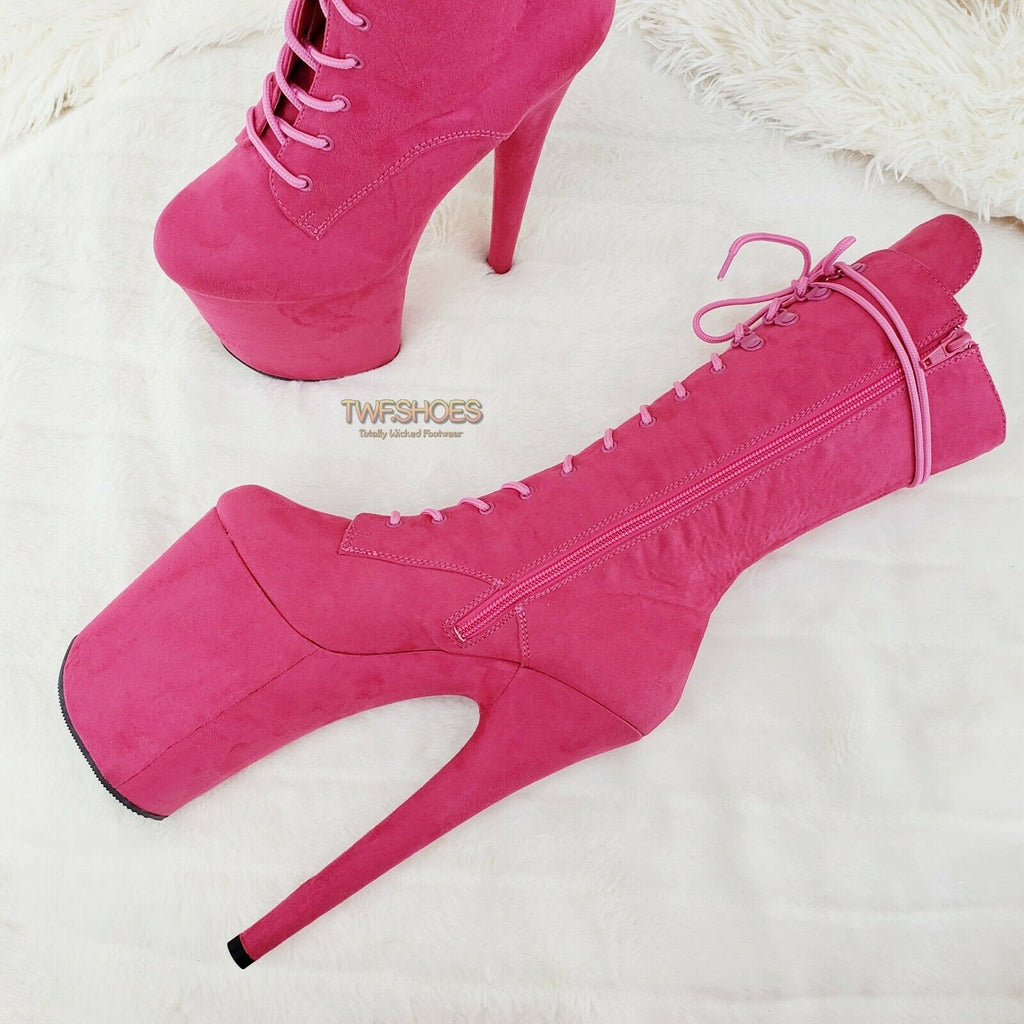 Flamingo 1050FS Hot Pink V-Suede 8" Heel Platform Mid Calf Boots US sizes NY - Totally Wicked Footwear
