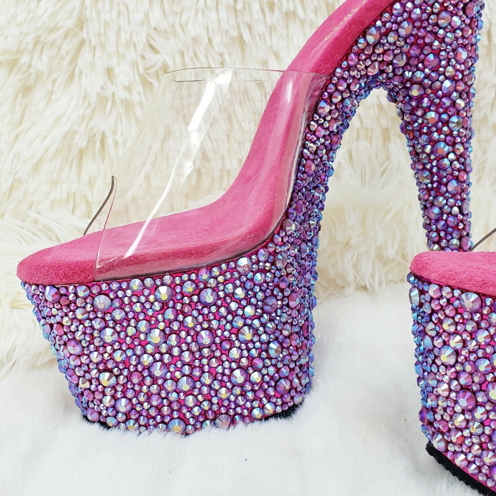 Bejeweled 701MS Iridescent Rhinestone Platform  7" High Heel Slip On Shoe Size 7 - Totally Wicked Footwear