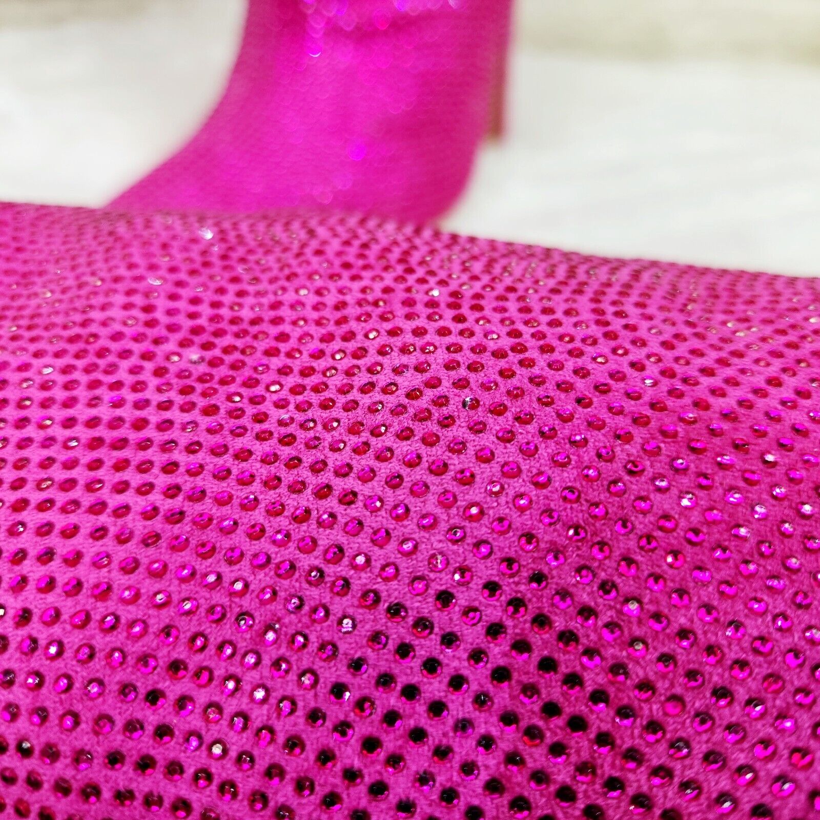 Radiant Fuchsia Pink Rhinestone High Heel Slouch Knee High Boots - Totally Wicked Footwear