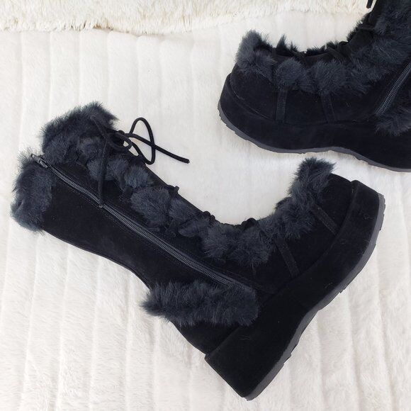 Club Stomper Black Mammoth Platform Goth Punk Knee Boots NY Restock - Totally Wicked Footwear