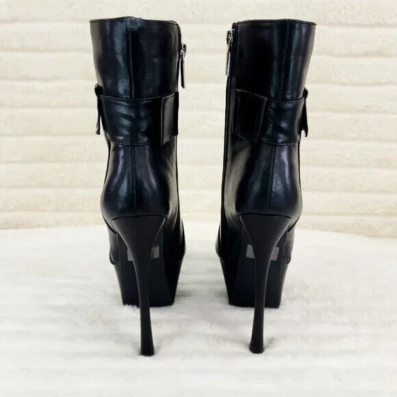Kinder Pointy Toe Platform Stiletto Heel Ankle Boots Black Patchwork - Totally Wicked Footwear