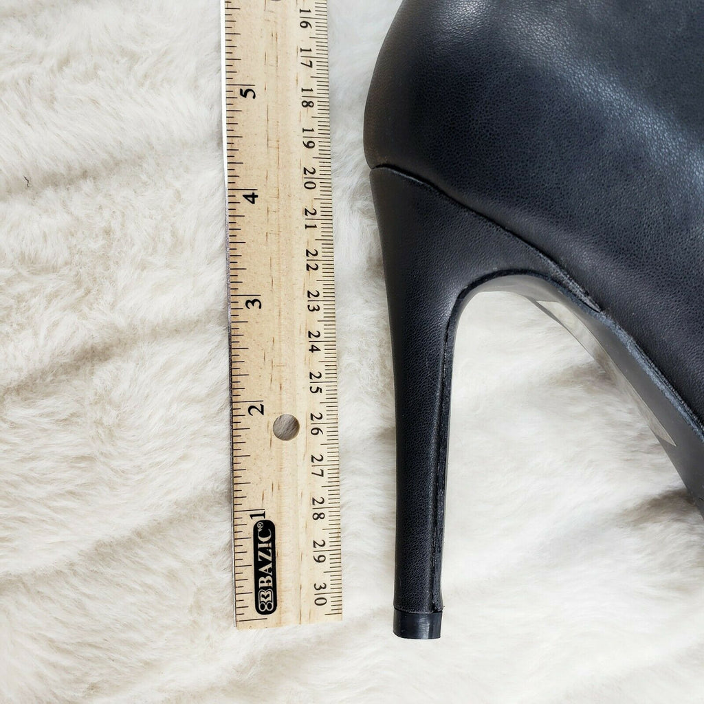 Dangerous Wide Split Top Thigh High Boots 4" Heels Black Matte - Totally Wicked Footwear