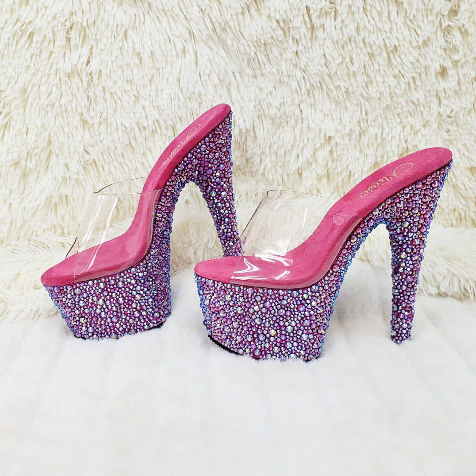 Bejeweled 701MS Iridescent Rhinestone Platform  7" High Heel Slip On Shoe Size 7 - Totally Wicked Footwear