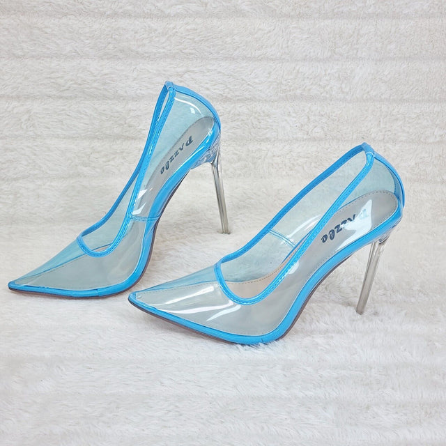 PVC Jelly Translucent High Heel Pointy Toe Stiletto Pumps Shoes Blue Baker - Totally Wicked Footwear