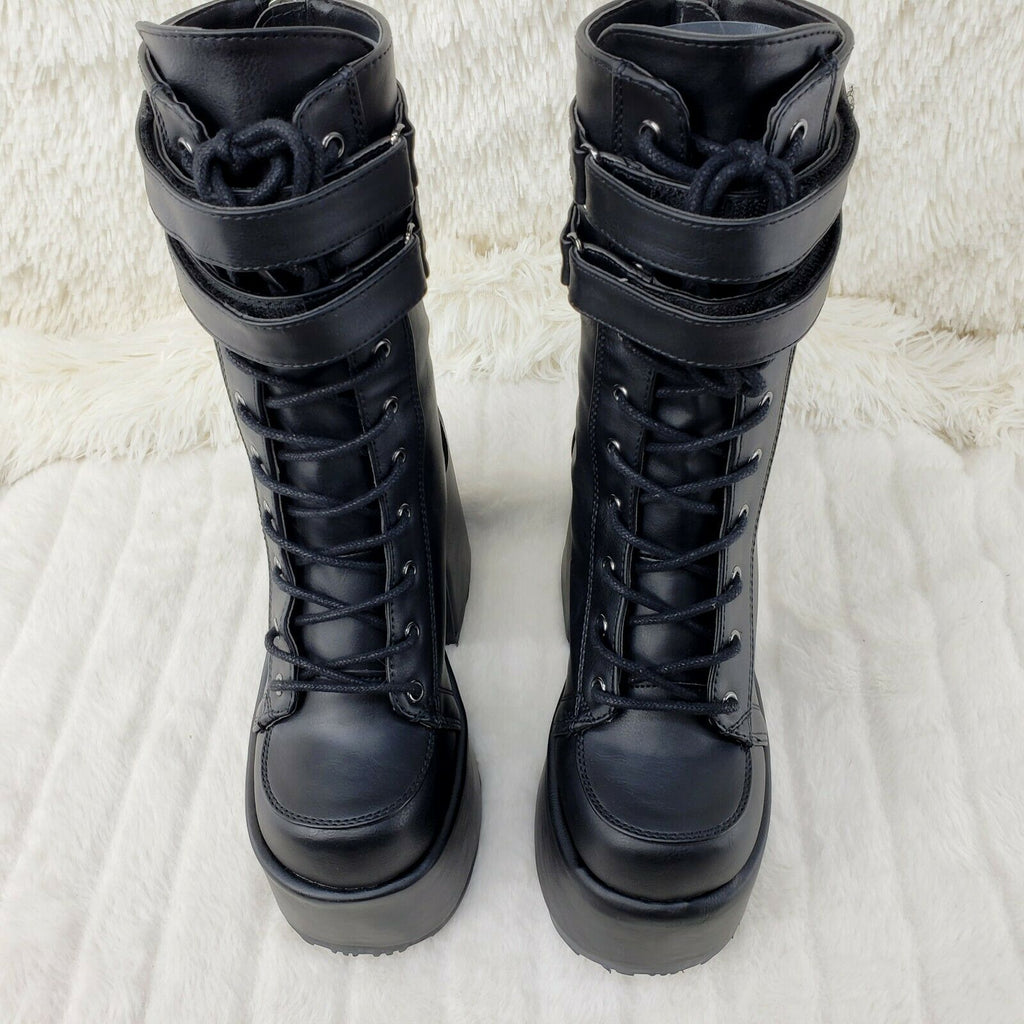 Camel 250 Stacked Black Matte Platform Goth Punk Calf Boot IN STOCK NY ...