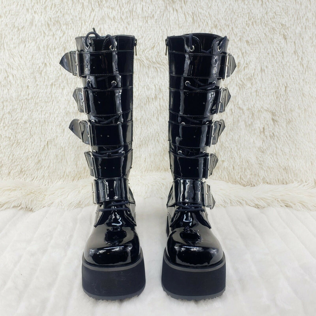 Trashville 518 Goth Punk Knee Boots Black Patent Mens US Sizes - Totally Wicked Footwear