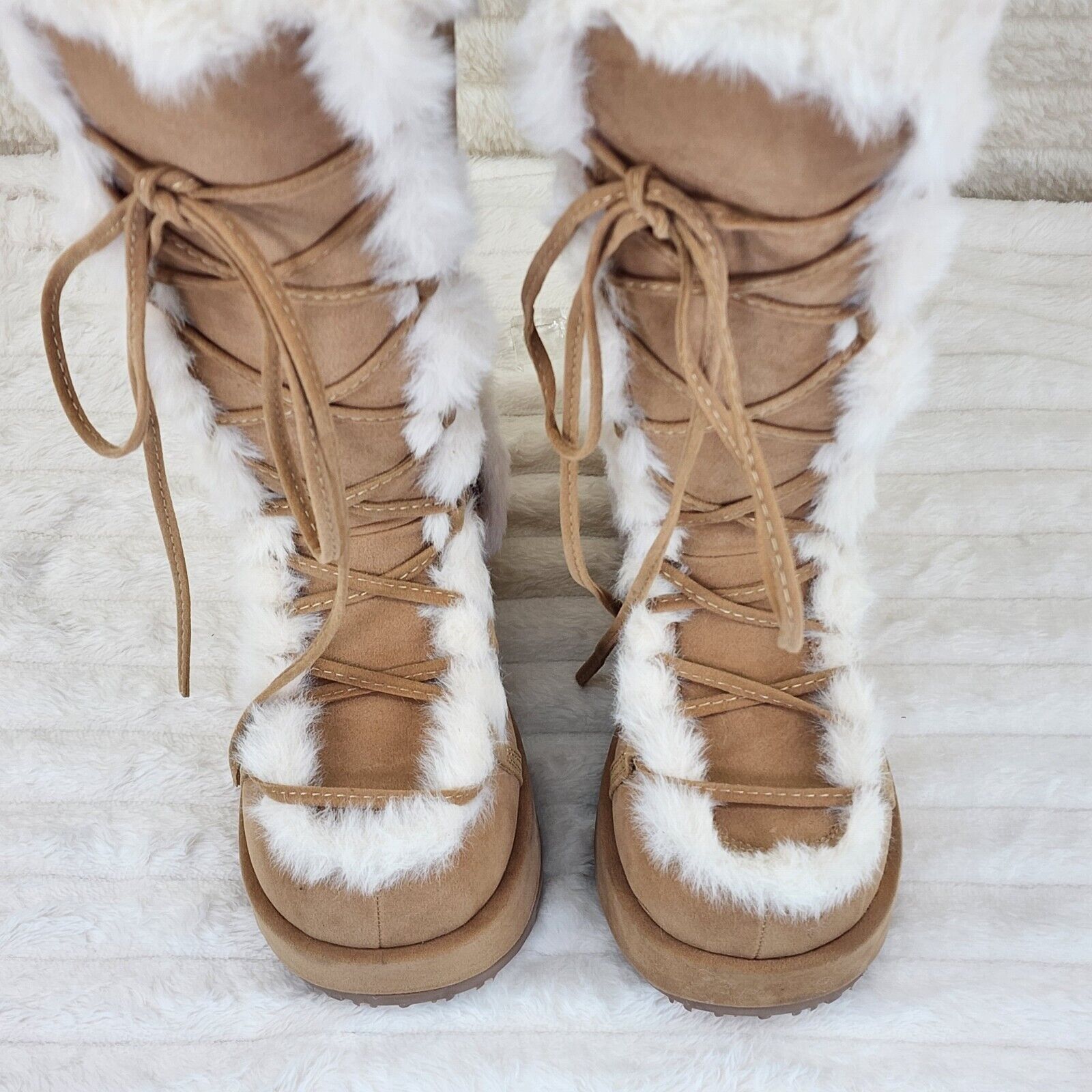 311 Cub Stomper Tan Mammoth Platform Goth Punk Knee Boots NY Restock - Totally Wicked Footwear