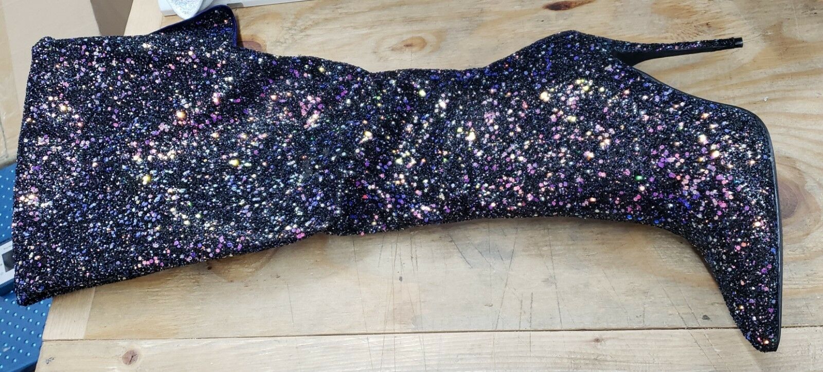 Courtly 3015 Black Multi Color Glitter Thigh High Boots 5" High Heel 6 - 14 - Totally Wicked Footwear