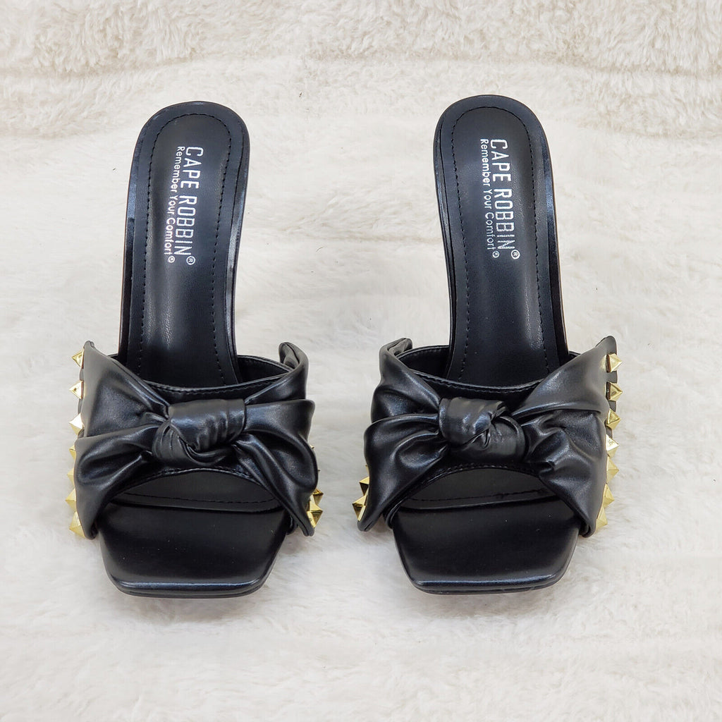 Darian Slip On Black Open Toe High Heel Clogs Mules Slides - Totally Wicked Footwear