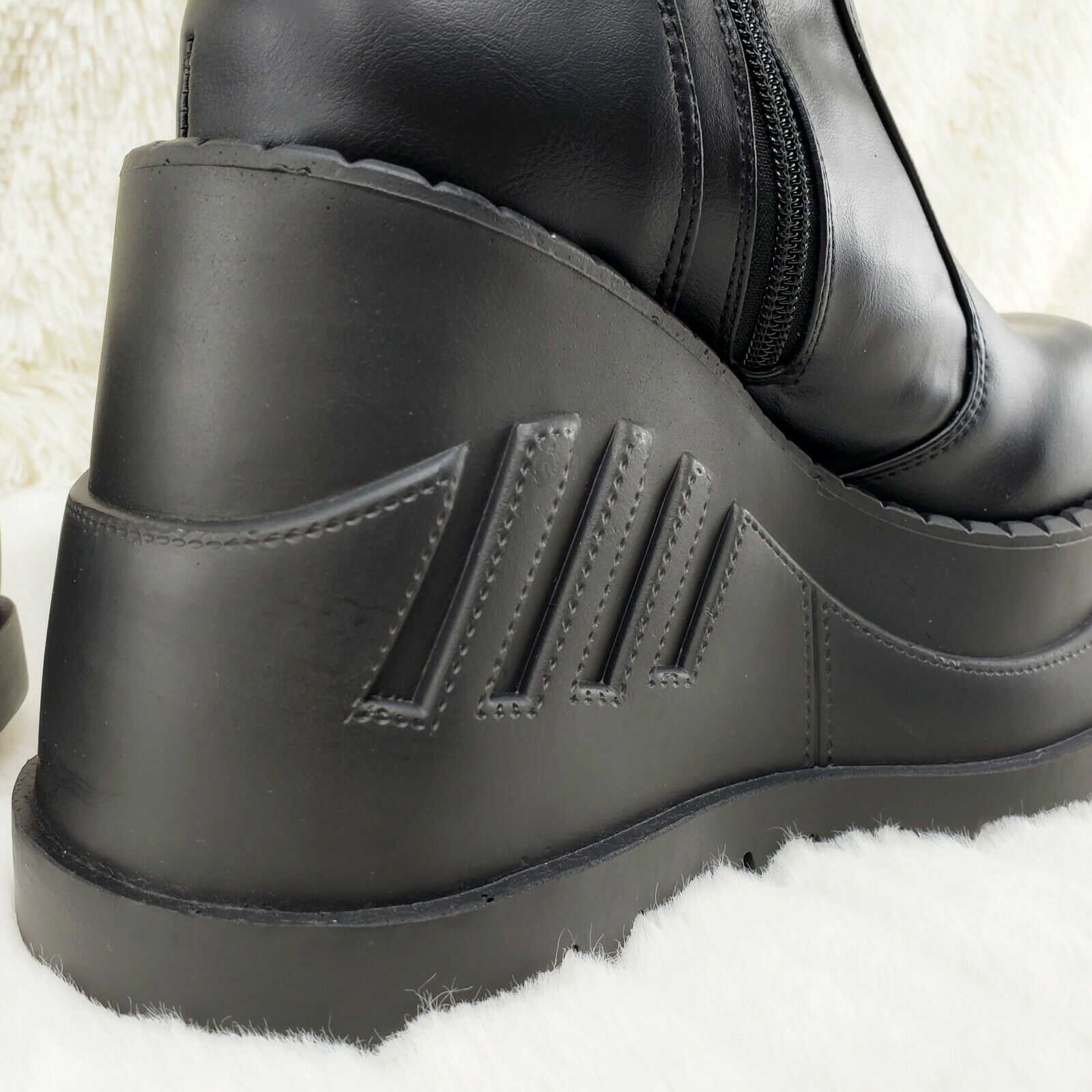 Demonia Stomp 200 Black Matte Platform Wedge Heel Knee Boots NY - Totally Wicked Footwear