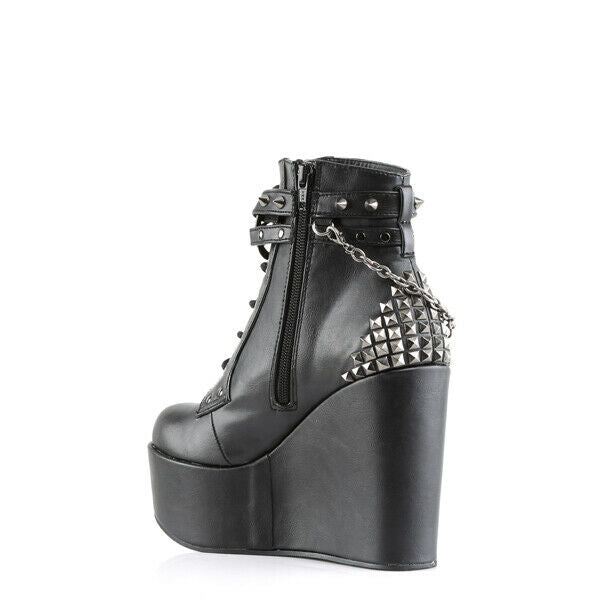 Poison 101 Charm Chain 5" Wedge Heel Goth Ankle Boots US Women Sizes 6-12 NY - Totally Wicked Footwear
