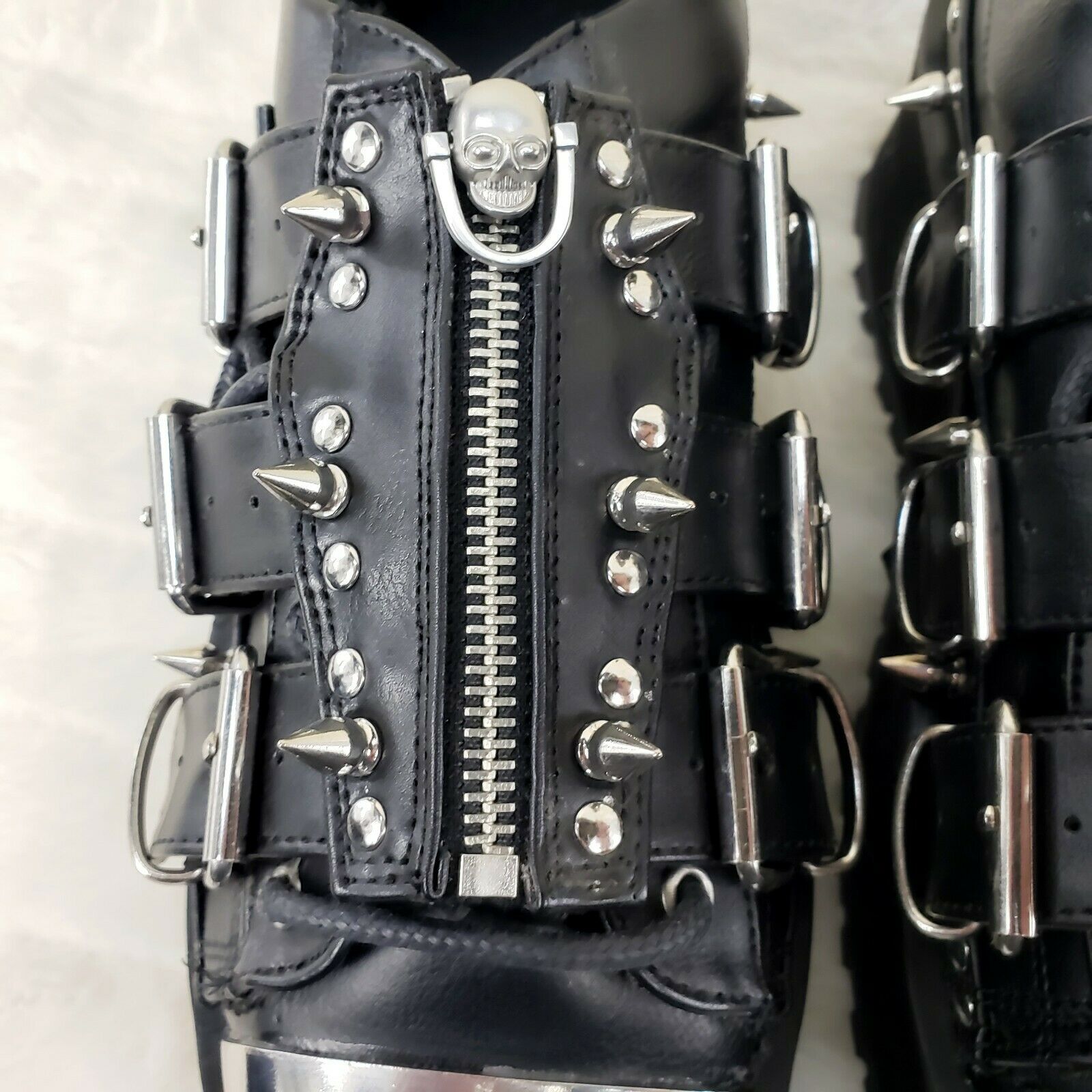 Grave Digger 03 Black Chrome Toe Plate Spiked Shoe Men 4-13 Goth Punk NY - Totally Wicked Footwear