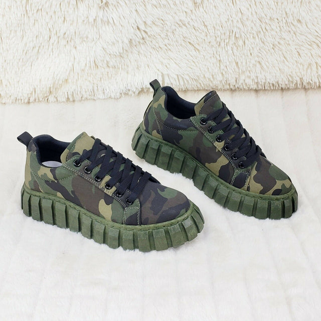Dream Woman's Camo Print Low Top Chunky sole Sneakers  6-10 - Totally Wicked Footwear