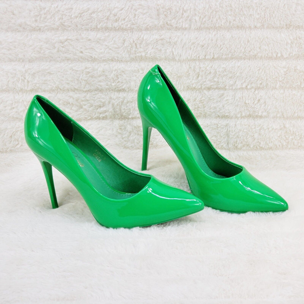 Fabio Green Patent High Heel Shoes Pointy Toe Pump 7-11 - Totally Wicked Footwear