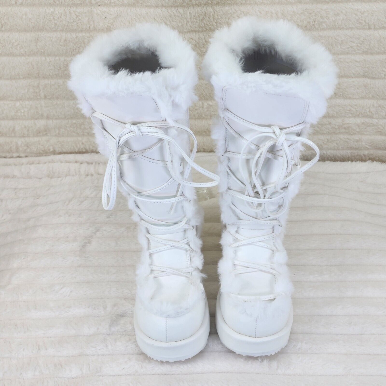 311 Cub Stomper White Mammoth Platform Goth Punk Knee Boots NY Restock - Totally Wicked Footwear