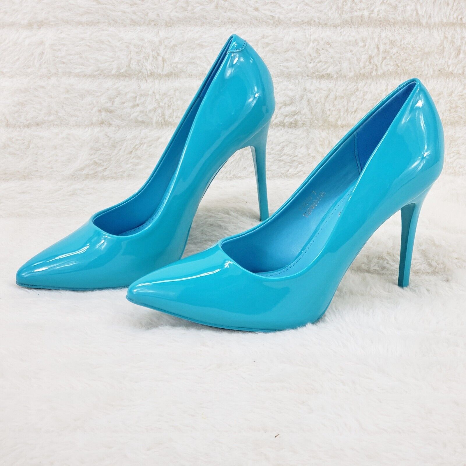 Fabio Turquoise Blue Patent High Heel Shoes Pointy Toe Pump 7-11 - Totally Wicked Footwear