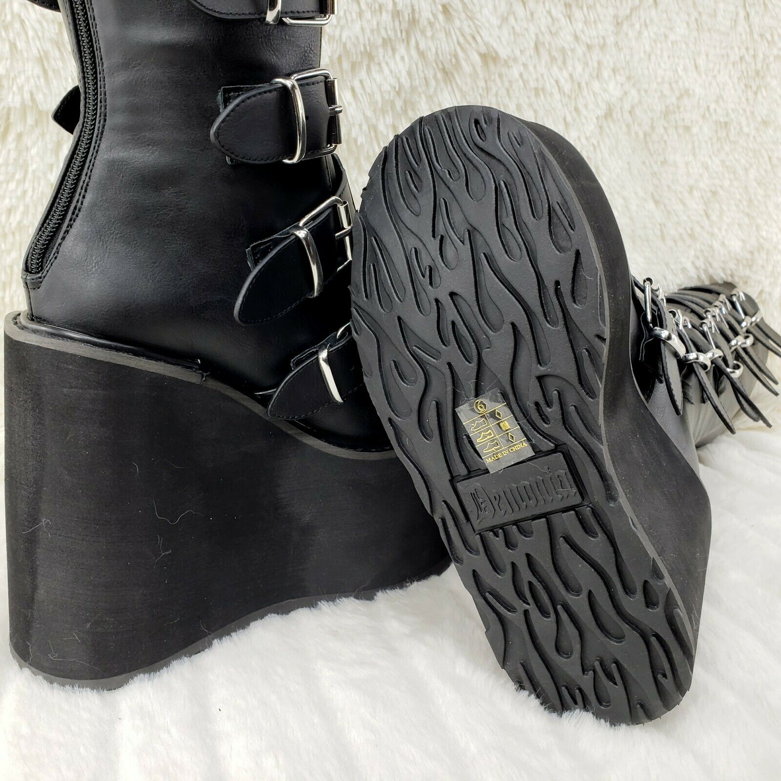 Swing 815WC Black Matte Goth Wide Calf Knee Boots 5.5" Platform NY - Totally Wicked Footwear