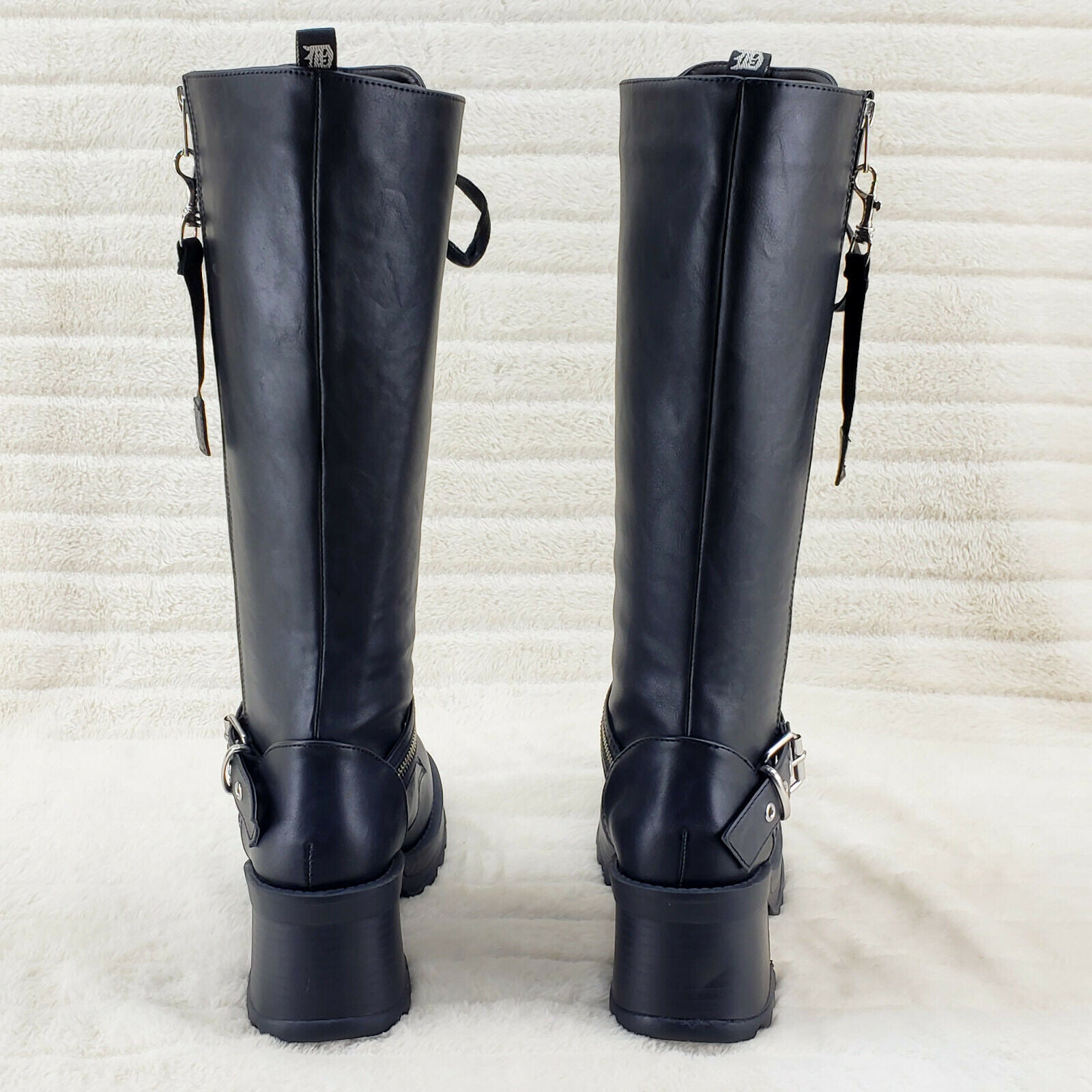 Bratty 206 Zipper Strap Biker Goth Punk Lace Up Knee Boots In House NY - Totally Wicked Footwear