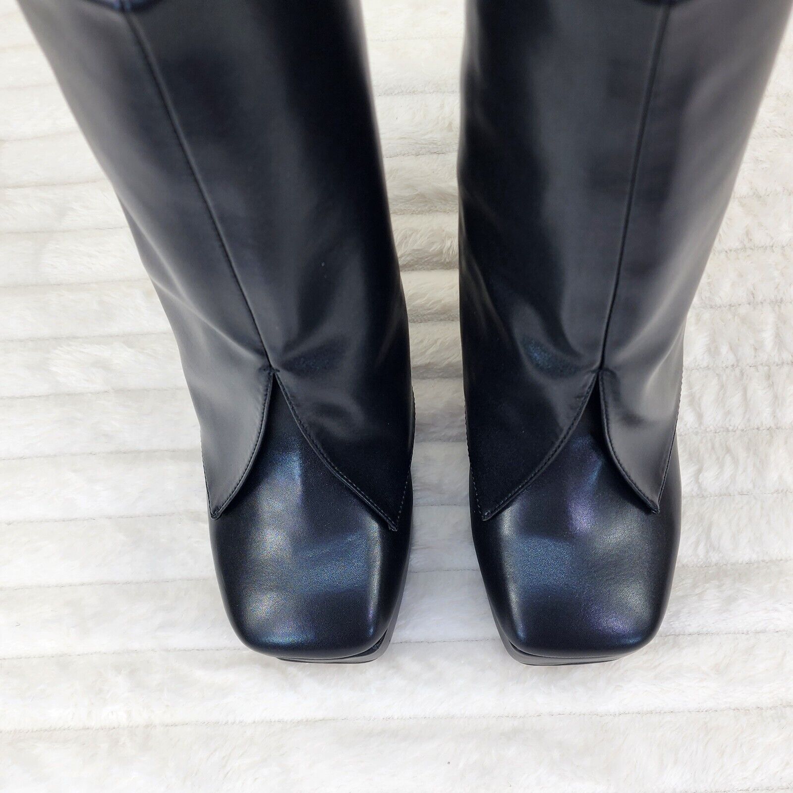 Riches Black Skirted Chunky Heel Pull On Platform Boots - Totally Wicked Footwear