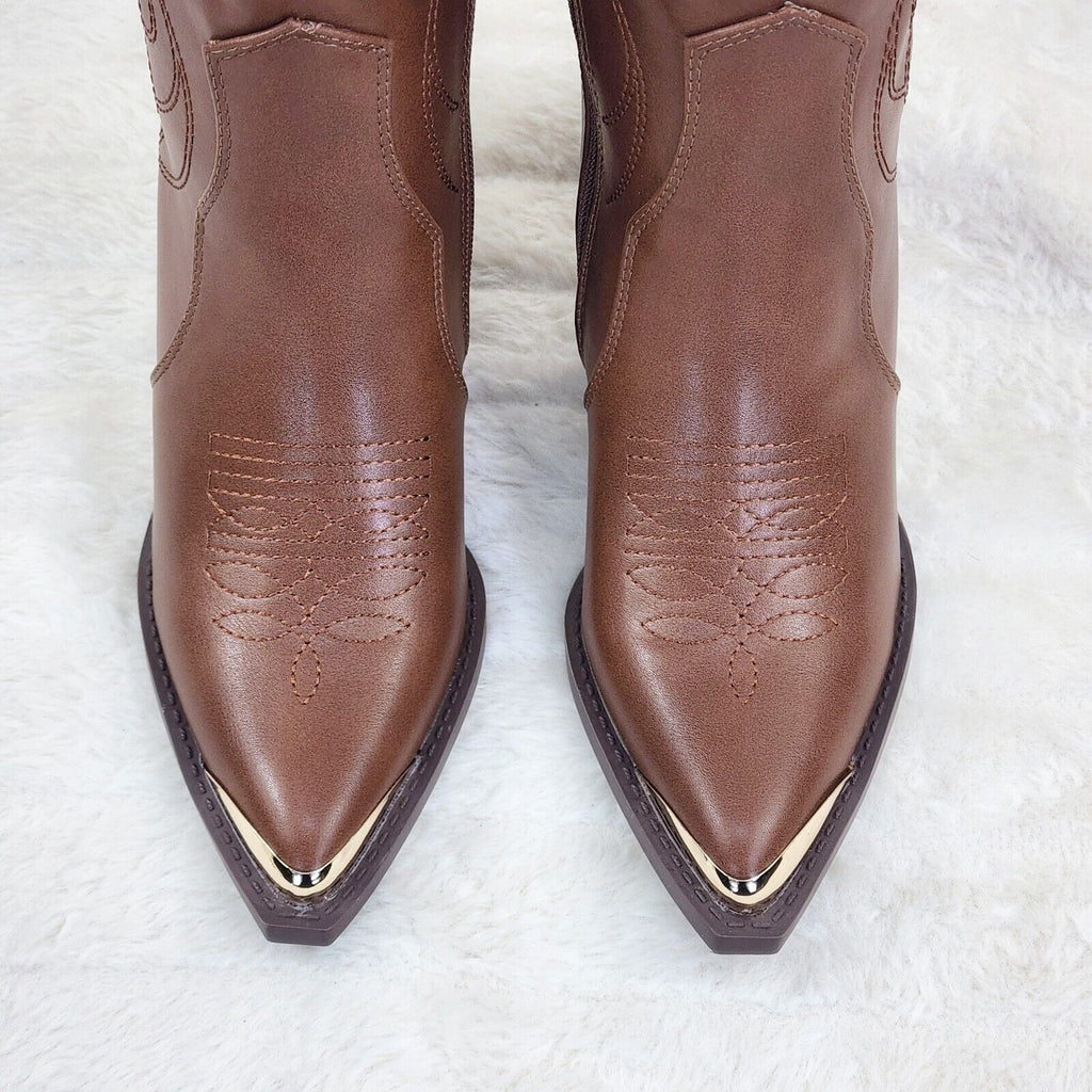 Tallas Tan Cowgirl Cowboy Ankle Boots Western Block Heels US Sizes 7-11 - Totally Wicked Footwear