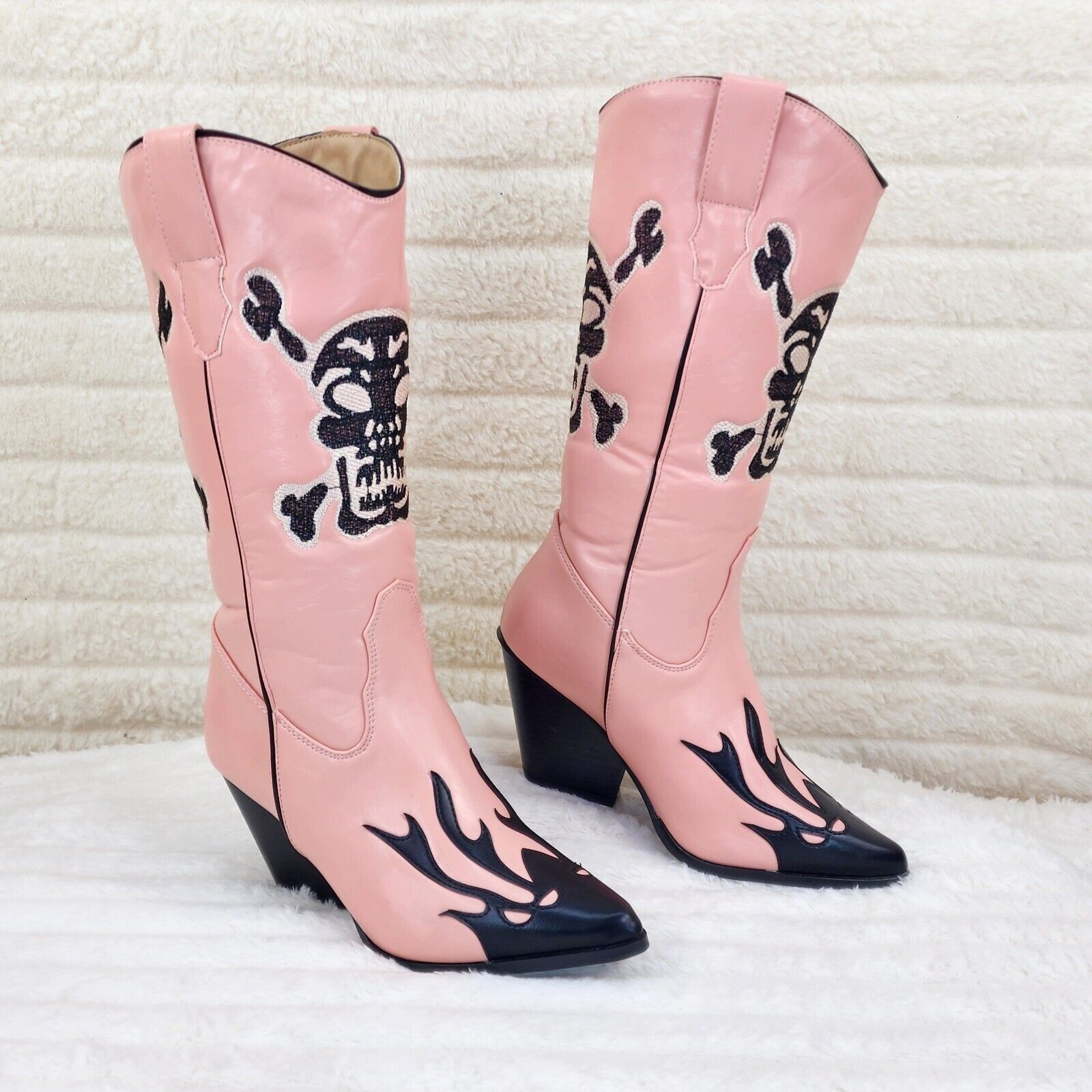 Ghost Rider Embroidered Skull & Bones Cowboy Western Cowgirl Boots New - Totally Wicked Footwear