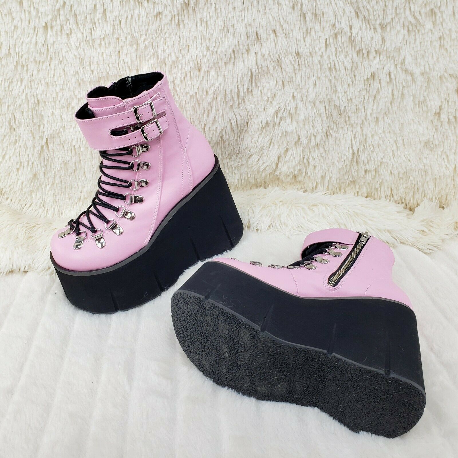 Kera 21 Pink Ankle Boot 4.5" Platform Cuff Straps Goth Punk Rock 6-11 NY - Totally Wicked Footwear
