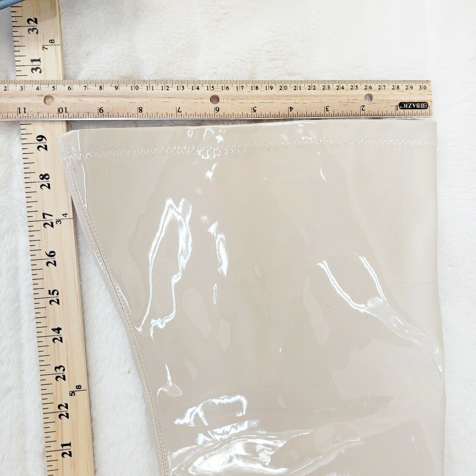 Bad Girlz Off White Patent Wide Top Thigh High Boots 4.5" Heels - Totally Wicked Footwear