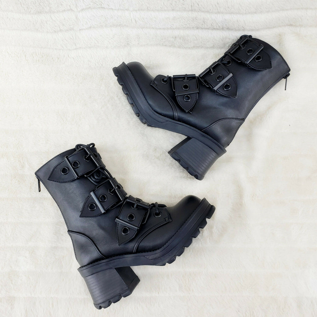 Bratty 118 Buckle Strap Biker Goth Punk Lace Up Ankle Boots In House NY - Totally Wicked Footwear
