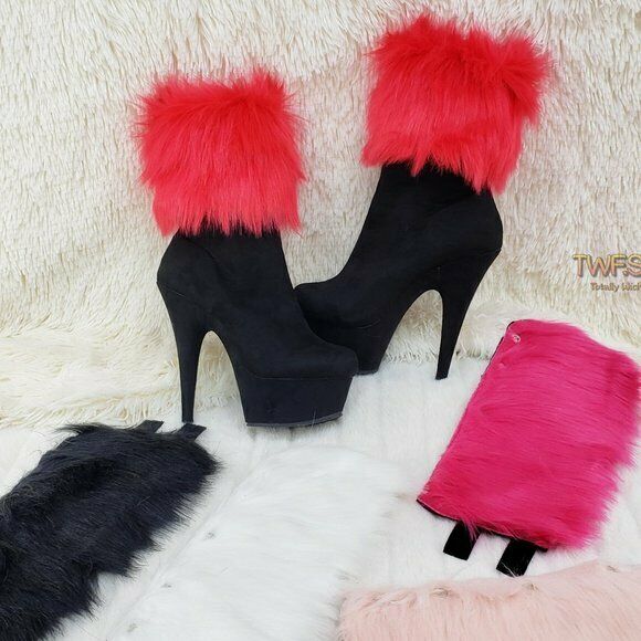 Delight 1000 Interchangeable Fur Collar Ankle Boots 6" High Heels In Stock NY - Totally Wicked Footwear