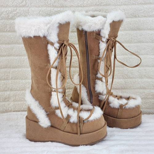 311 Cub Stomper Tan Mammoth Platform Goth Punk Knee Boots NY Restock - Totally Wicked Footwear