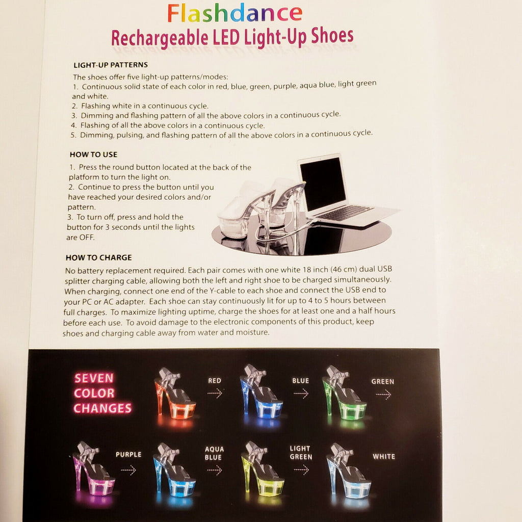Flash Dance 708 LED Multi Light Up Platform Shoes Sandals 7" High Heel Shoes NY - Totally Wicked Footwear