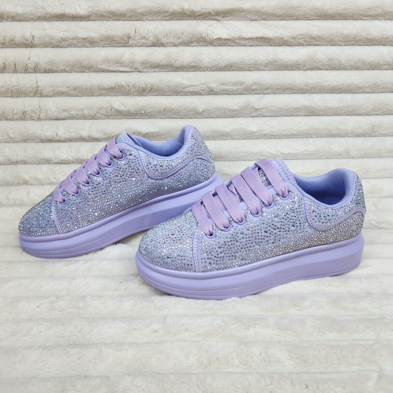 Cush Baby Lilac Purple Rhinestone Sneakers Tennis Shoes - Totally Wicked Footwear