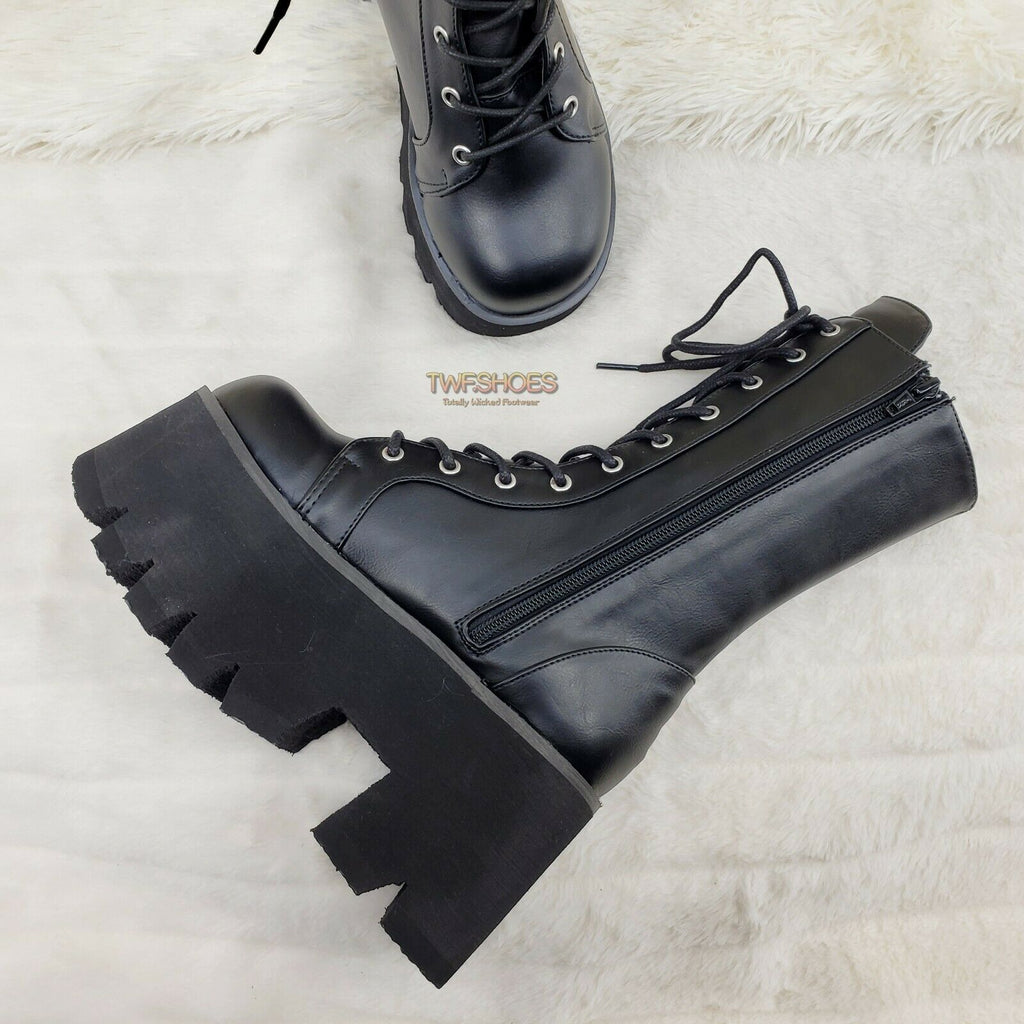 Women's Shoes Black Genuine Leather Chunky Heel Combat Boots Lace-up Calf  Leather Belgian Fashion Designer 60mm Ankle Boots - AliExpress