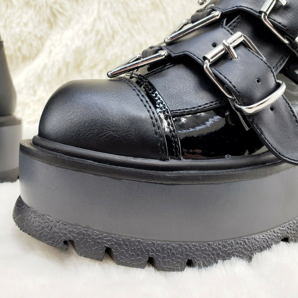 Demonia Slacker 160 Multi Strap Goth Punk Platform Calf Boots IN STOCK NY - Totally Wicked Footwear